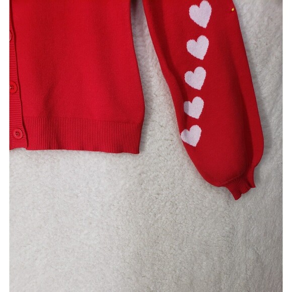 Kaily K Women Sweater Small Red Printed Viscose Blend Long Sleeve Vneck Cardigan - Picture 5 of 16